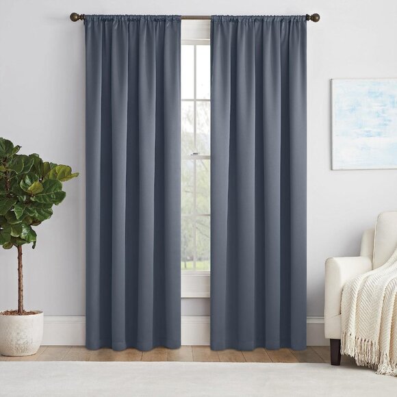 NEW Eclipse Thermapanel Darkening Rod Pocket Window Curtain Panel Blue 54x84 - Picture 1 of 8